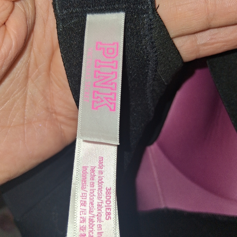 Victorias Secret PINK Wear Everywhere Wireless Bra 38DD Smooth Black - Picture 3 of 5